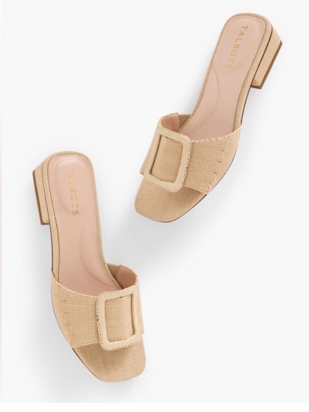 Talbots Neutral Beige Buckle Slide Mules size 7